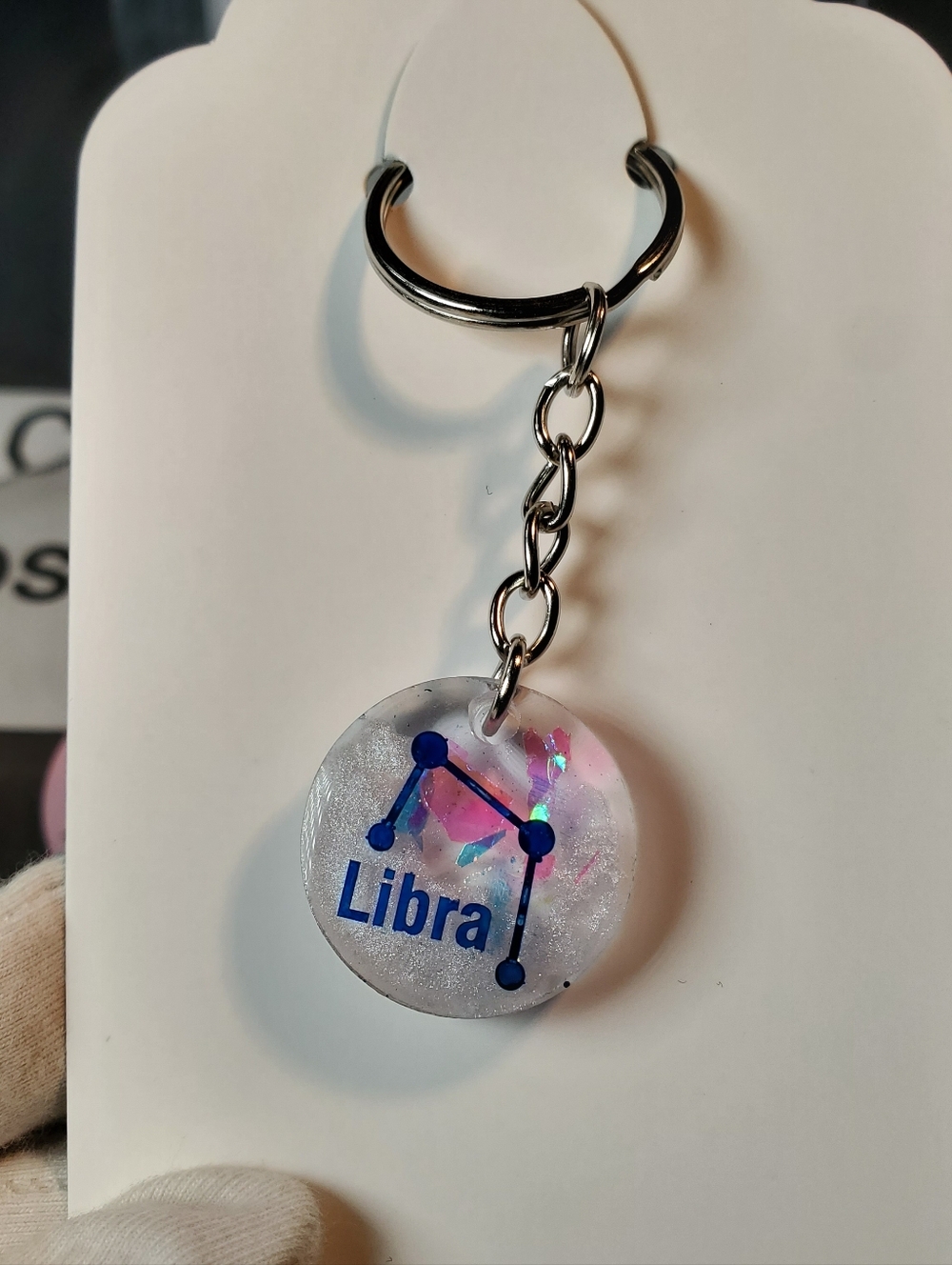 Cosmic Balance: Handmade Libra Constellation Resin Keychain